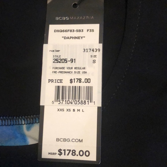 BCBGMaxAzaria Daphney Dress Blue Black Purple Sz S - Picture 8 of 10